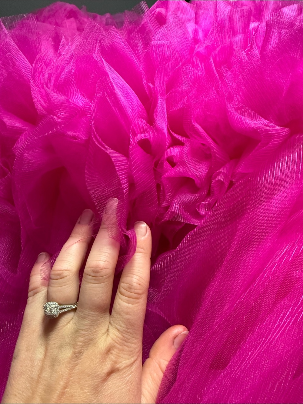 Glamorous Fuchsia Ruffle Tulle High-Low Dress - Picture 5 of 6